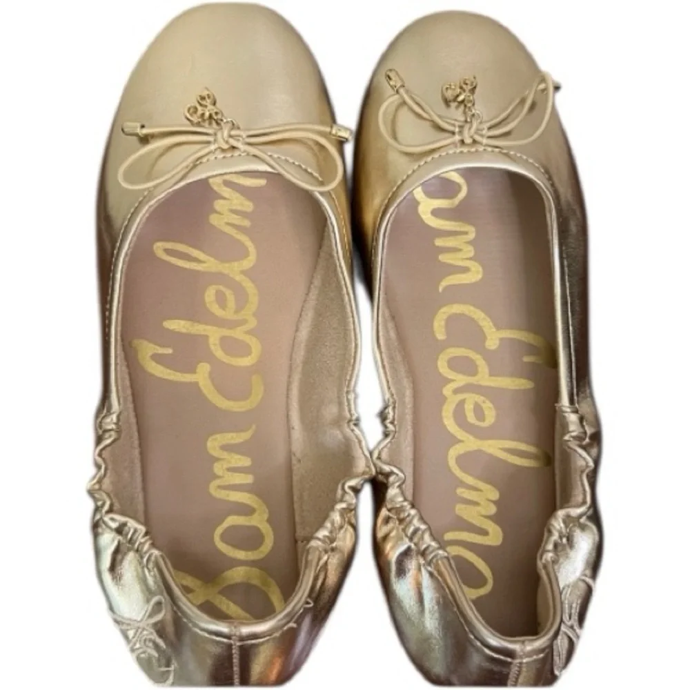 Sam Edelman Felicia Metallic Gold Ballet Flats Size 3